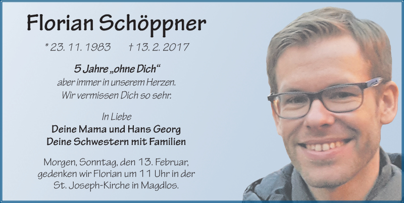  Traueranzeige für Florian Schöppner vom 12.02.2022 aus FZ