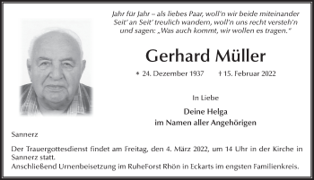 Traueranzeige von Gerhard Müller von FZ