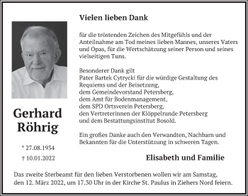 Traueranzeige von Gerhard Röhrig von FZ