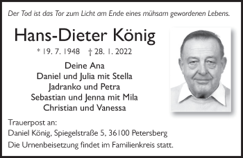 Traueranzeige von Hans-Dieter König von FZ