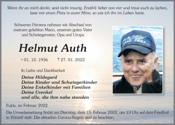 Traueranzeige von Helmut Auth von FZ