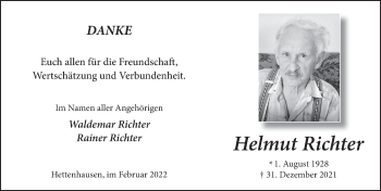 Traueranzeige von Helmut Richter von FZ