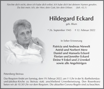 Traueranzeige von Hildegard Eckard von FZ