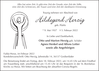 Traueranzeige von Hildegard Herzig von FZ