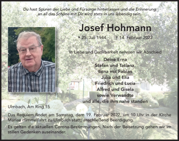 Traueranzeige von Josef Hohmann von FZ