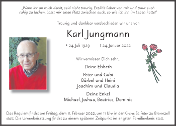 Traueranzeige von Karl Jungmann von FZ