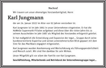 Traueranzeige von Karl Jungmann von FZ