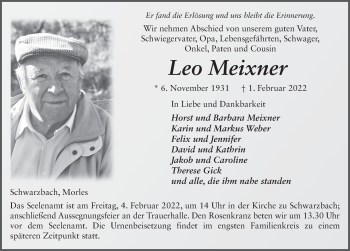 Traueranzeige von Leo Meixner von FZ