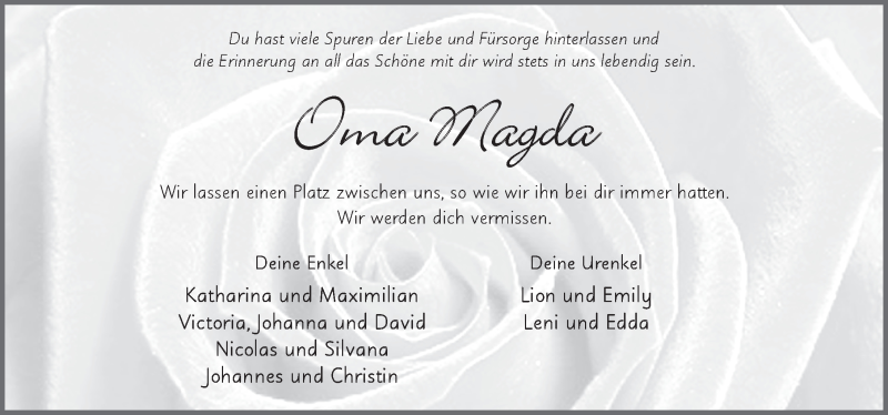  Traueranzeige für Magdalena Wagner vom 18.02.2022 aus FZ