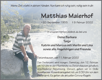 Traueranzeige von Matthias Maierhof von FZ