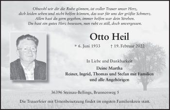 Traueranzeige von Otto Heil von FZ