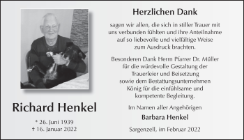 Traueranzeige von Richard Henkel von FZ