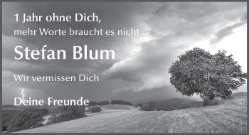 Traueranzeige von Stefan Blum von FZ
