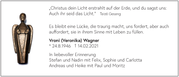 Traueranzeige von Veronika Wagner von FZ