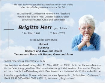 Traueranzeige von Brigitta Herr von FZ