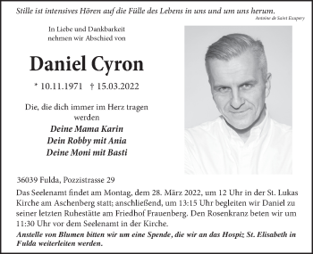 Traueranzeige von Daniel Cyron von FZ