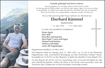 Traueranzeige von Eberhard Kümmel von FZ