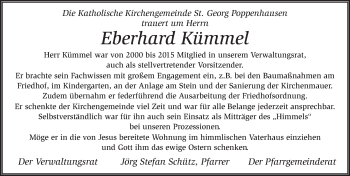 Traueranzeige von Eberhard Kümmel von FZ