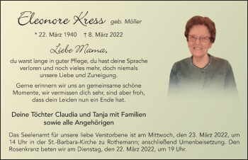 Traueranzeige von Eleonore Kress von FZ