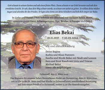 Traueranzeige von Elias Bekai von FZ