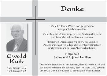 Traueranzeige von Ewald Kaib von FZ