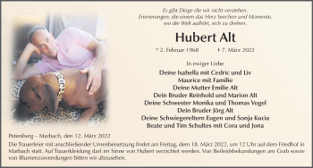 Traueranzeige von Hubert Alt von FZ
