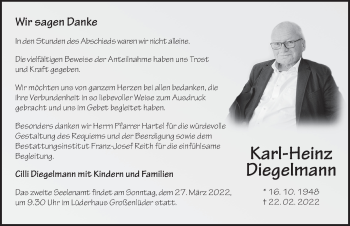 Traueranzeige von Karl-Heinz Diegelmann von FZ