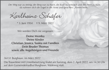 Traueranzeige von Karlheinz Schäfer von FZ