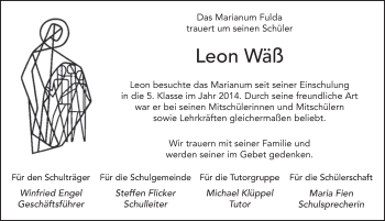 Traueranzeige von Leon Wäß von FZ