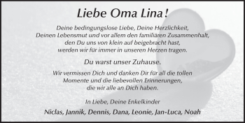 Traueranzeige von Lina Beikirch von FZ