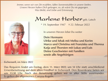 Traueranzeige von Marlene Herber von FZ