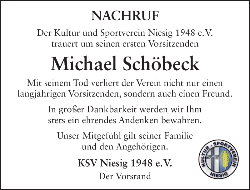  Traueranzeige für Michael Schöbeck vom 25.03.2022 aus FZ