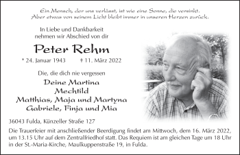 Traueranzeige von Peter Rehm von FZ