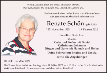 Traueranzeige von Renate Schön von FZ