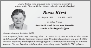 Traueranzeige von Rosa Kirst von FZ