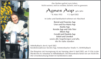 Traueranzeige von Agnes Aap von FZ