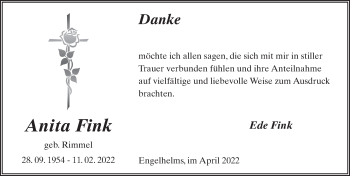 Traueranzeige von Anita Fink von FZ