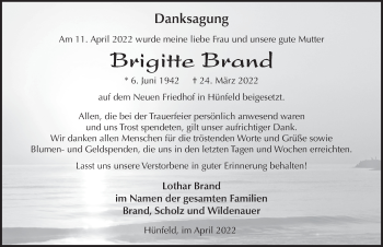 Traueranzeige von Brigitte Brand von FZ