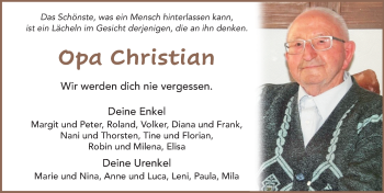 Traueranzeige von Christian Schomann von FZ