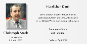Traueranzeige von Christoph Stark von FZ