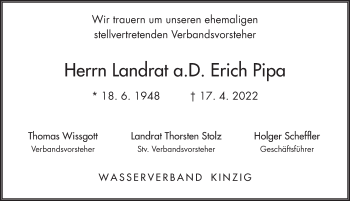 Traueranzeige von Erich Pipa von FZ