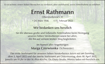 Traueranzeige von Ernst Rathmann von FZ