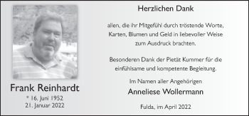 Traueranzeige von Frank Reinhardt von FZ