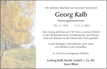 Traueranzeige von Georg Kalb von FZ