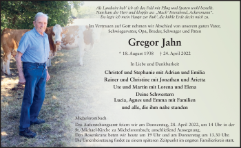 Traueranzeige von Gregor Jahn von FZ