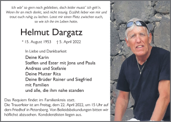 Traueranzeige von Helmut Dargatz von FZ