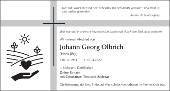 Traueranzeige von Johann Georg Olbrich von FZ