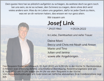 Traueranzeige von Josef Link von FZ