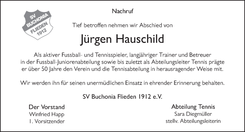  Traueranzeige für Jürgen Hauschild vom 04.04.2022 aus FZ