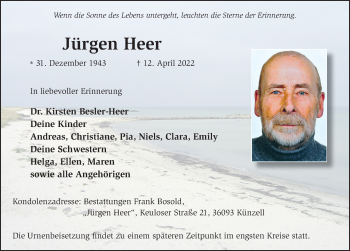 Traueranzeige von Jürgen Heer von FZ